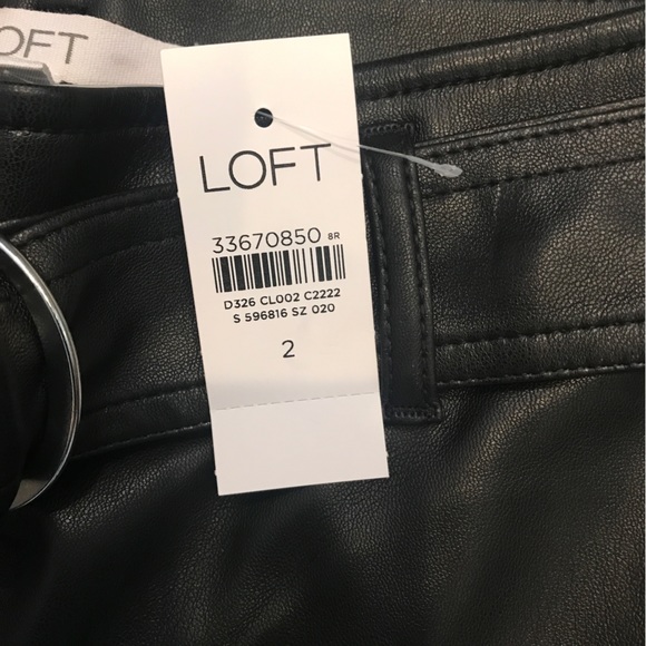 NWT. ANN TAYLOR faux leather Belted Slim Taper Pants trouser, Black, size 2 - Picture 8 of 9